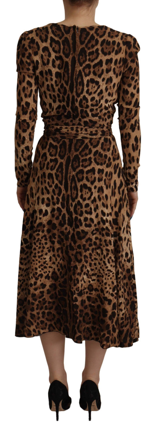 Brown Leopard Wrap A-line Maxi Viscose Dress