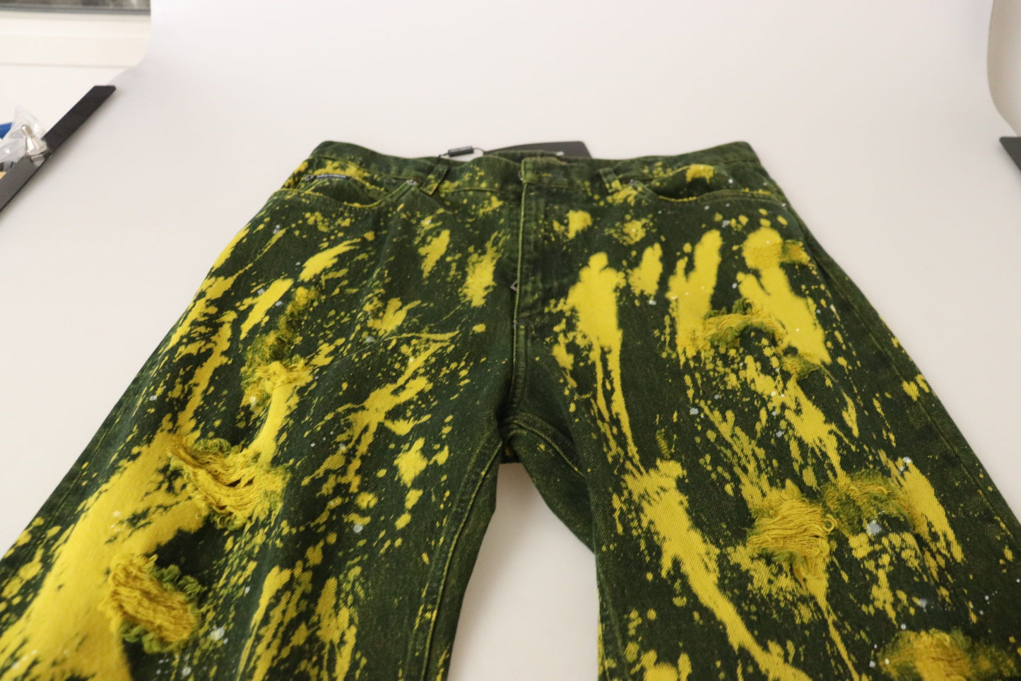 Yellow Tie Dye High Waist Pants Cotton Jeans