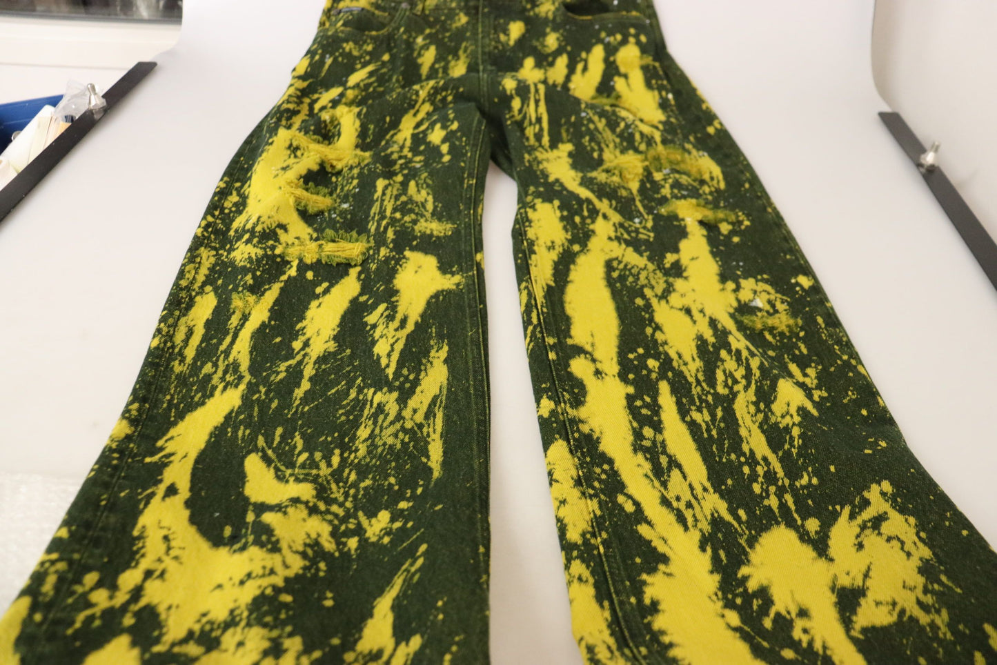 Yellow Tie Dye High Waist Pants Cotton Jeans