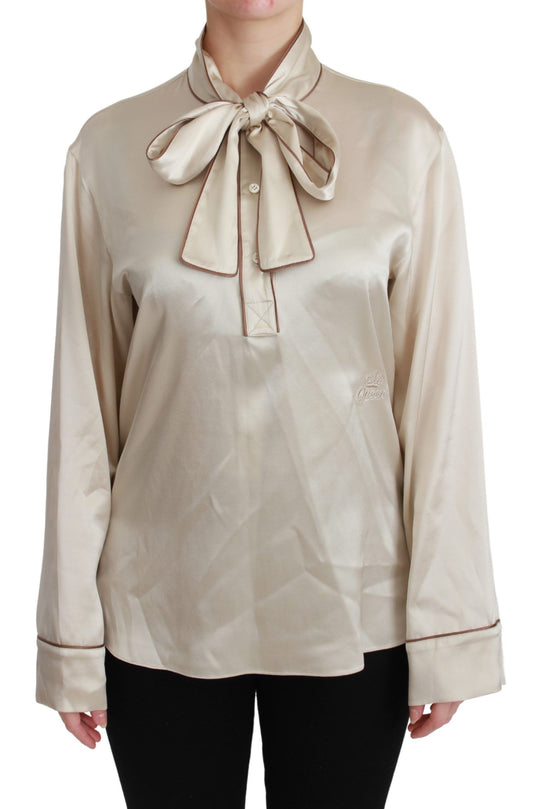 Beige Sleeve Top Queen Silk Satin Blouse