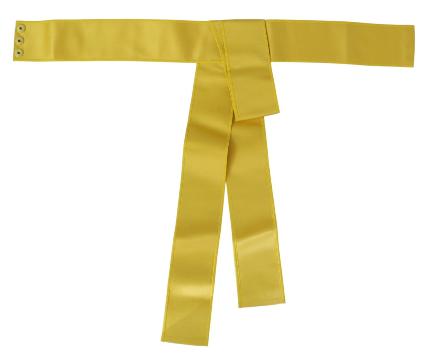 Yellow Wide Snap Button Closure Silk Belt