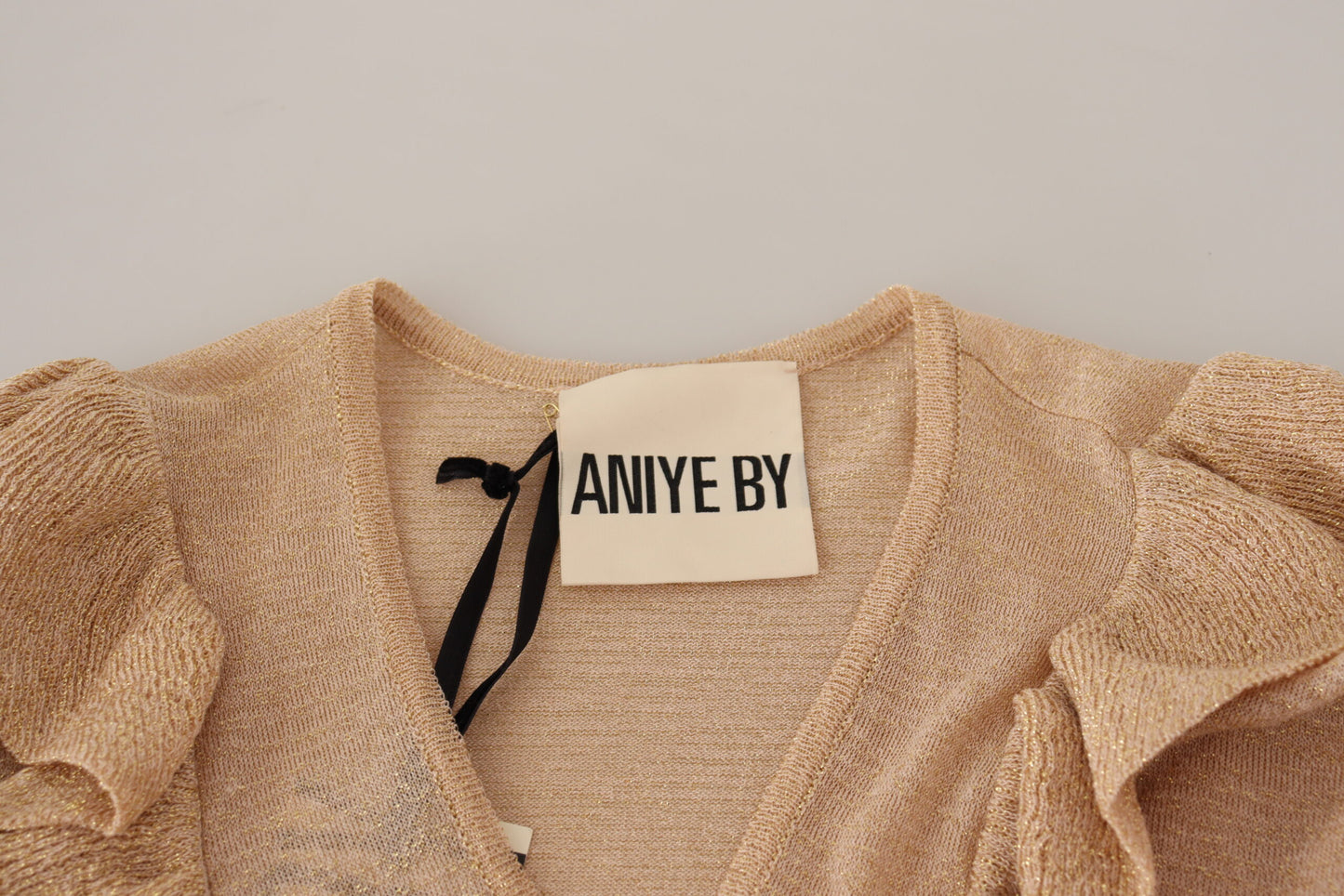 Beige Ruffle Long Sleeves Open Front Cardigan Sweater