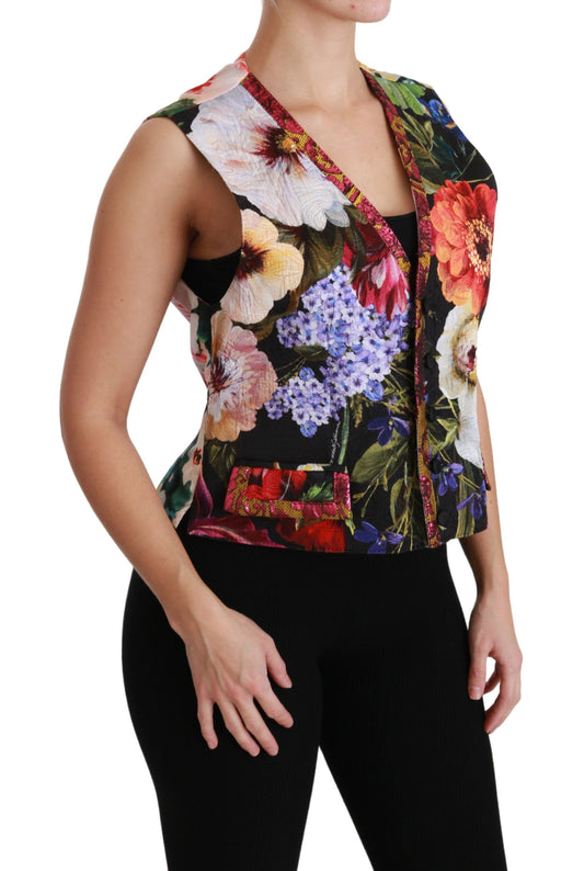 Multicolor Floral Sleeveless Waistcoat Top Vest