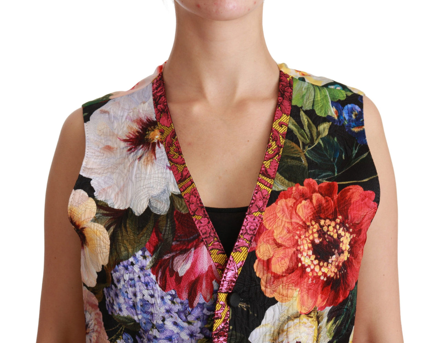 Multicolor Floral Sleeveless Waistcoat Top Vest