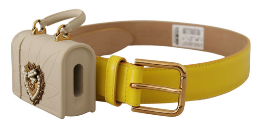 Yellow Leather Devotion Heart Micro Bag Headphones Belt