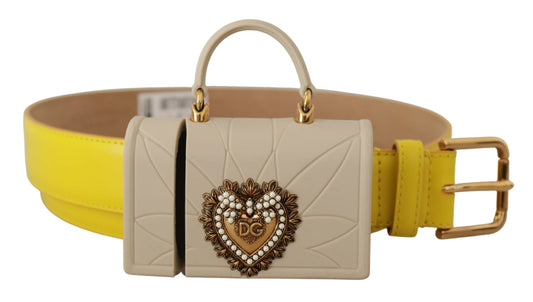 Yellow Leather Devotion Heart Micro Bag Headphones Belt