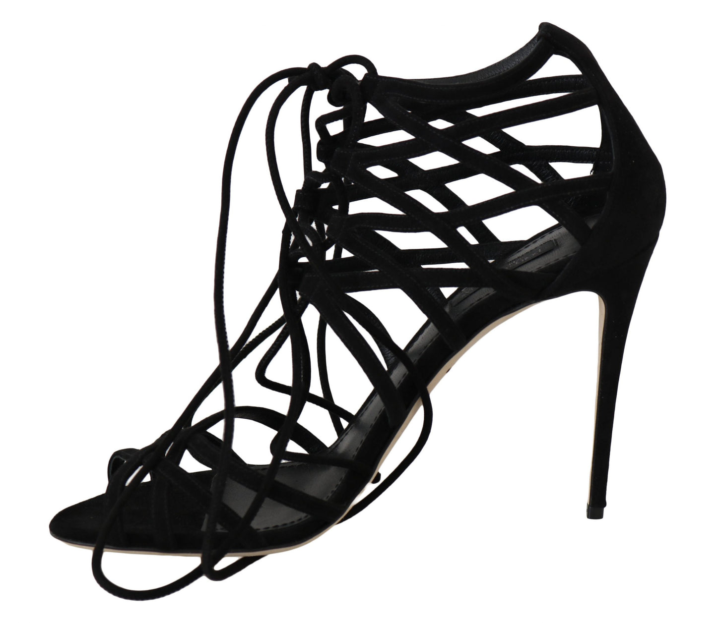 Black Suede Strap Stilettos Sandals