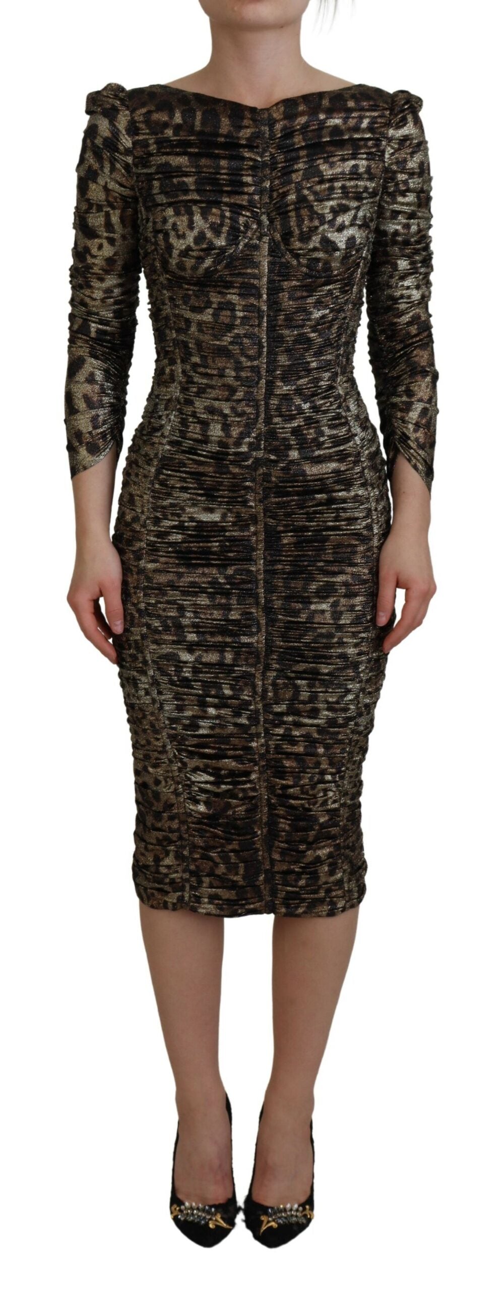 Multicolor Leopard Bodycon Sheath Midi Dress