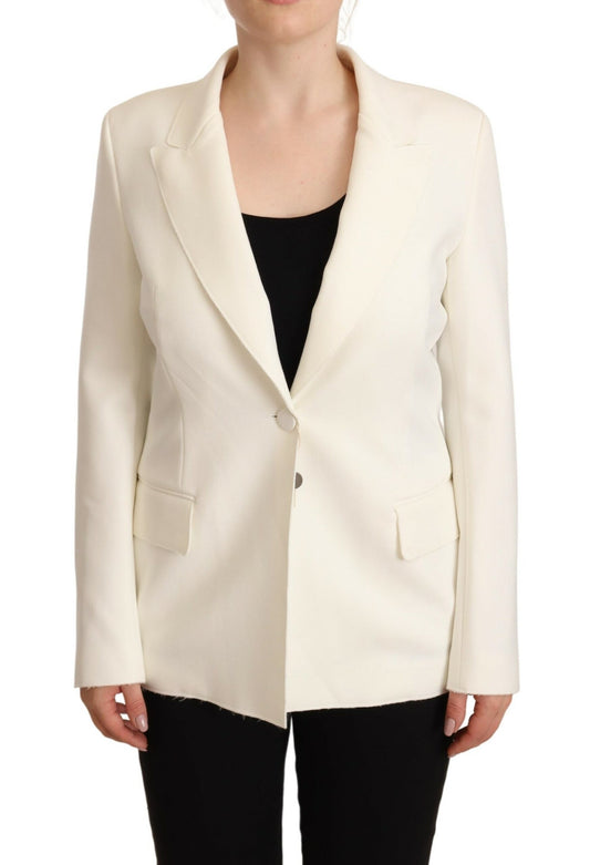 Beige Long Sleeves Single Breasted Coat Jacket