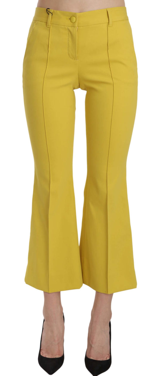 Yellow Flared Bootcut Capri Cotton Pants