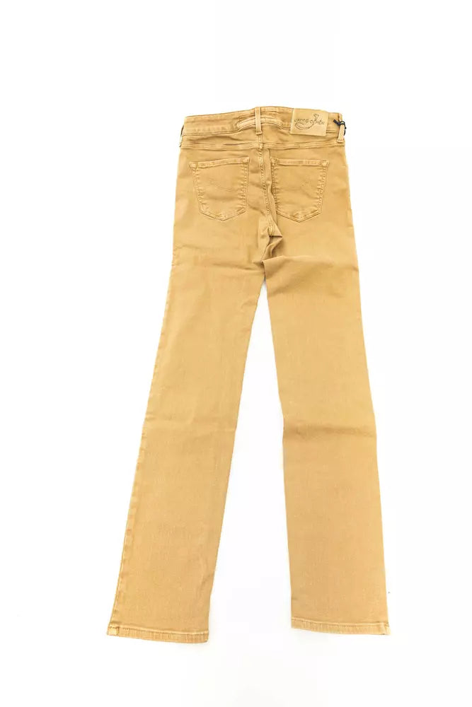 Beige Cotton Jeans & Pant