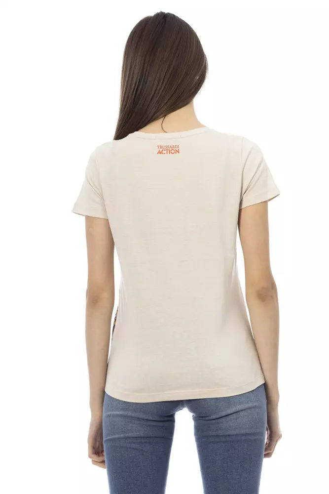 Beige Cotton Tops & T-Shirt