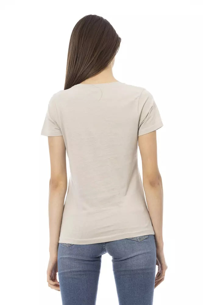 Beige Cotton Tops & T-Shirt