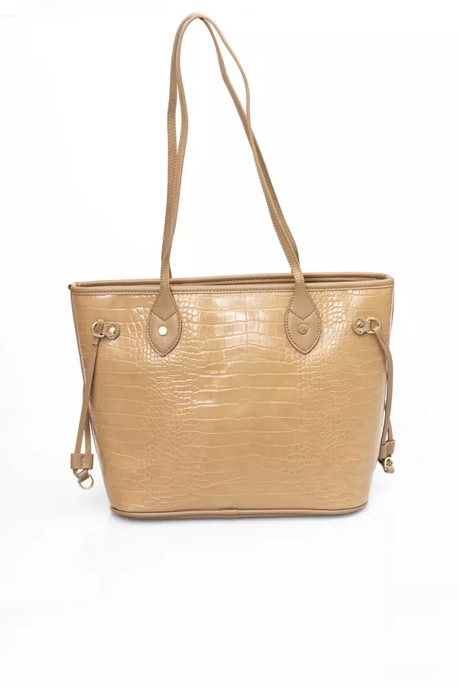 Beige Polyethylene Shoulder Bag