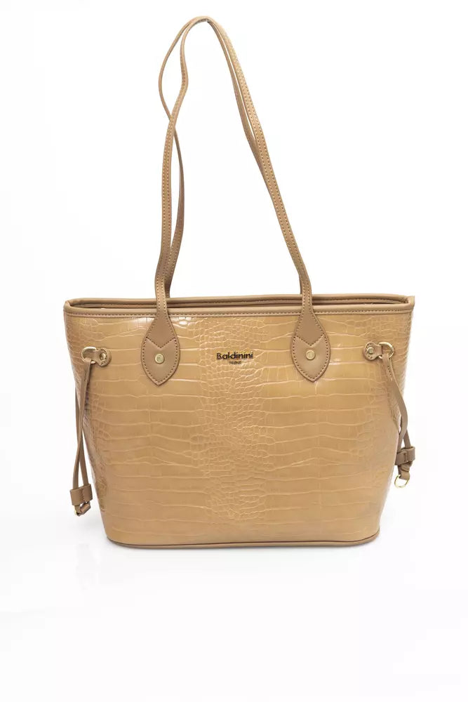 Beige Polyethylene Shoulder Bag