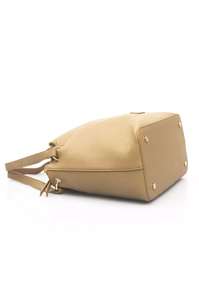 Beige Polyethylene Shoulder Bag