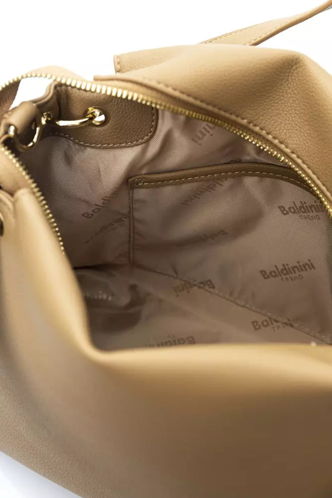 Beige Polyethylene Shoulder Bag