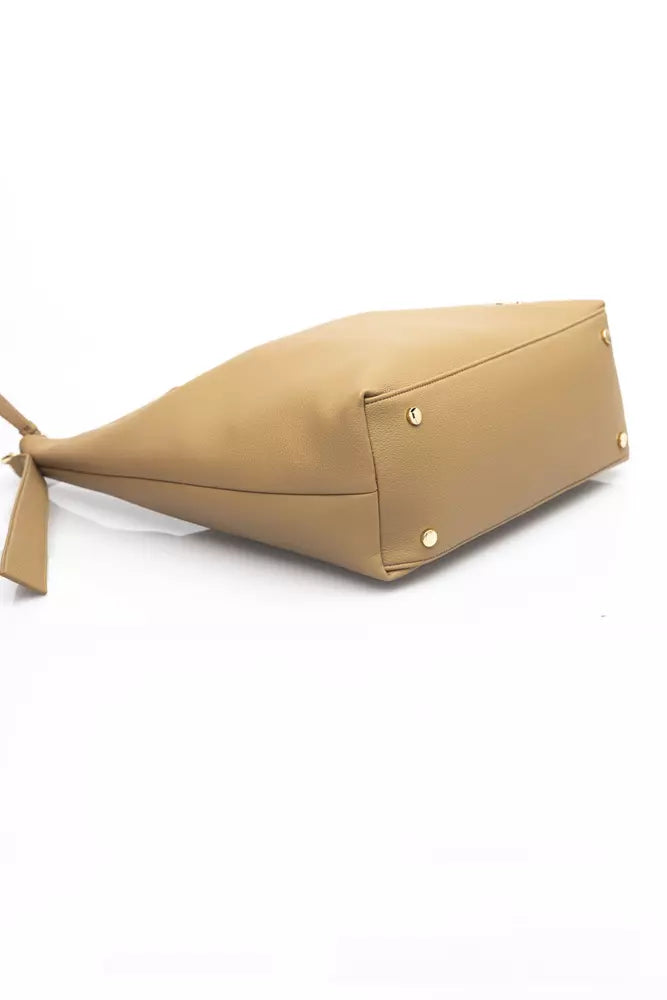 Beige Polyethylene Shoulder Bag