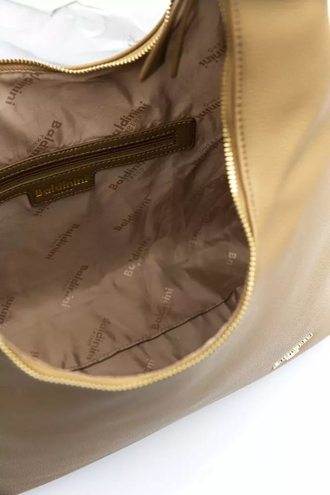 Beige Polyethylene Shoulder Bag