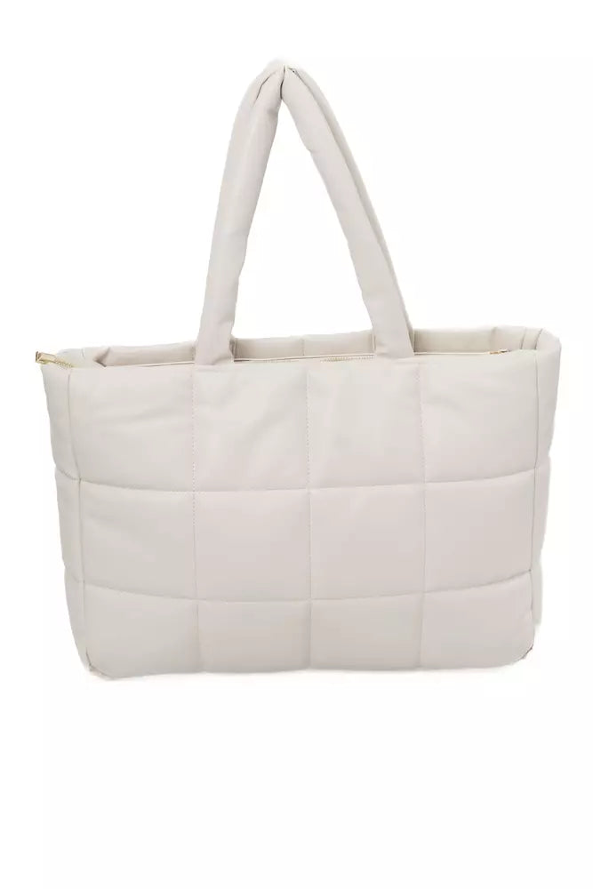 Beige Polyethylene Shoulder Bag