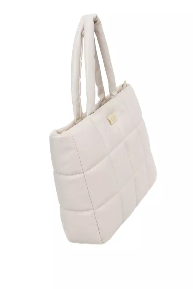 Beige Polyethylene Shoulder Bag