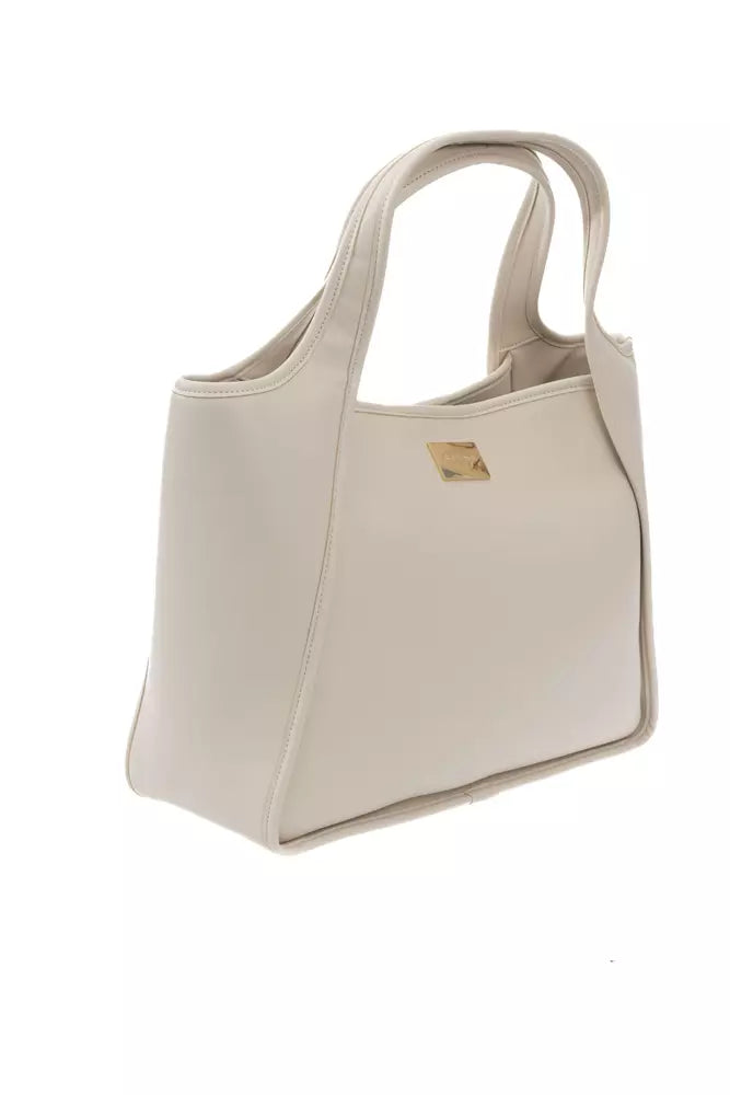 Beige Polyuretane Handbag