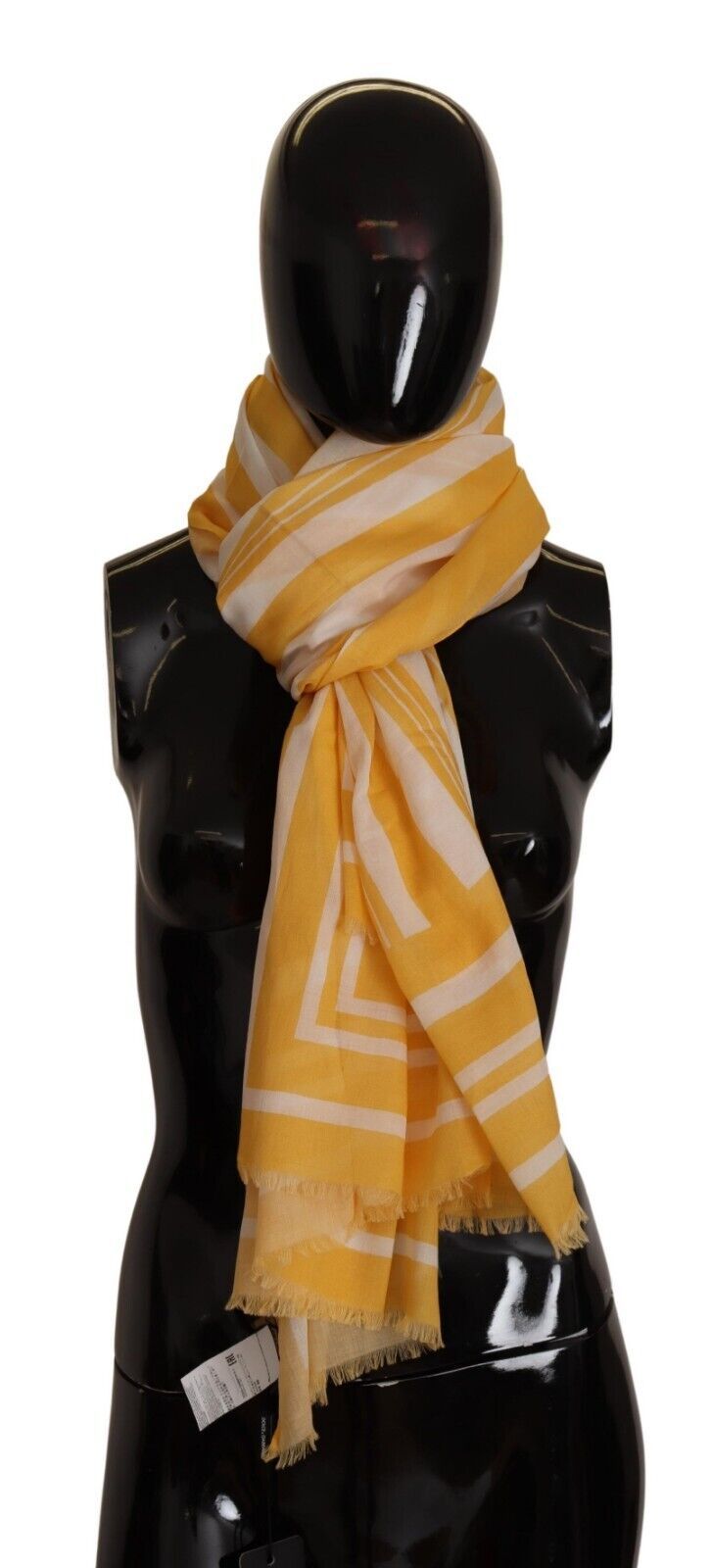 Yellow White Striped Portocervo Shawl Scarf