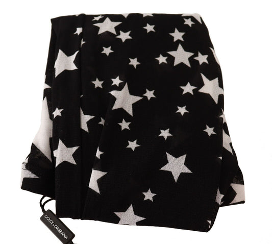 Black White Stars Print Nylon Stockings