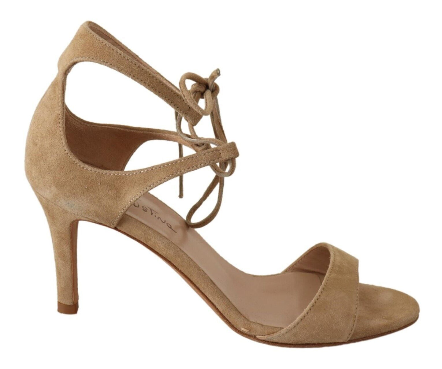 Beige Suede Leather Ankle Strap Pumps Shoes